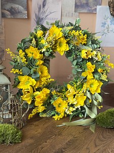 Easter Door Wreath, Spring Front Door Wreath With Yellow Flowers, Elegant Door Wreath With Artificial Flowers, Easter Home Decor - Etsy Australia