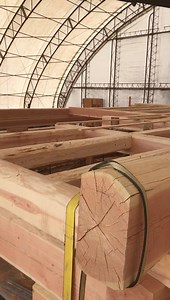 Almost done our full scribe dovetail shell, now the roof beams | Langberg Log Homes