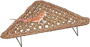 AGGQQA Bearded Dragon Hammock Reptile Tank Accessories Decor Large Basking Platform Metal Legs Bed Habitat for Lizard Leopard Gecko Snake Hermit Crab and Frog (Triangle)
