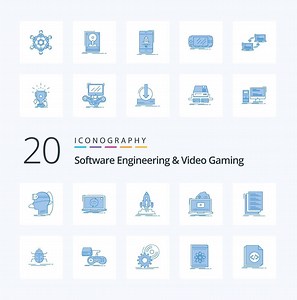 Descargar 20 paquetes de iconos de color azul de ingeniería de software y videojuegos como juego publican una nueva misión de inicio gratis