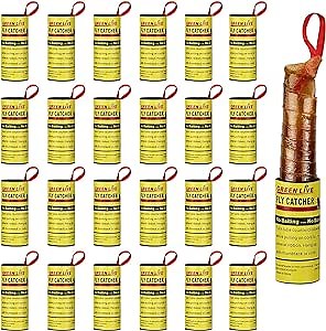 24 Rolls Fly Strips - Fly Tapes Fly Paper Sticky Fly Trap Indoor/Outdoor Hanging,Fly Catcher Fly Ribbon Fungus Gnat Trap Fruit Fly Killer for House/Kitchen/Plants/Horse Stable (24Roll)