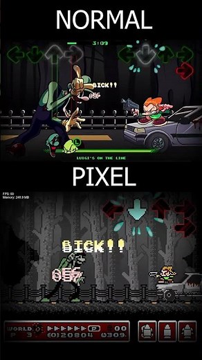 FNF Overdue Normal vs Pixel | MARIO MADNESS V2