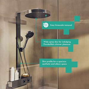 Ready to elevate your shower game? 🚿 Let's break it down: with the Rainfinity shower system, you'll have the overhead shower for a heavenly cascade, a sleek shower pipe for that modern touch, a thermostatic mixer to dial in the perfect temperature for our hot weather ☀️, and the Rainfinity handshower for added comfort and flexibility. Investing in a full shower system isn't just a renovation, it's a rejuvenation of your daily routine. When luxury meets functionality, every shower becomes a trea