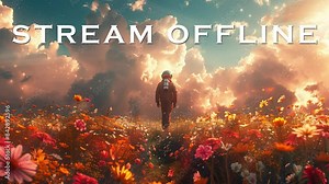 Animated Twitch Screens Spaceman Flow for Stream - BRB Media background. Twitch package overlays, panels. Twitch screens. Media overlay for stream. Animated background for stream on twitch or youtube.