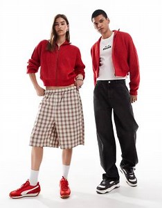 COLLUSION Unisex zip up cardigan in red | ASOS