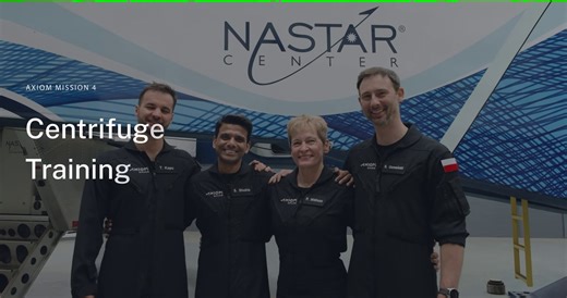 Ax-4 Mission: Crew Centrifuge Training | Axiom Space | International Space Station FriendsofNASA.org: To get ready for the gravitational forces they will experience on their journey to and from space, the Ax-4 crew participated in centrifuge training, helping equip the crew to handle the G-forces during launch and landing. NASA, Axiom Space, and SpaceX are reviewing launch opportunities no earlier than Thursday, June 19, 2025, for the fourth private astronaut mission to the International Space S