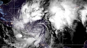 Tropical Storm Eta path and predicted track