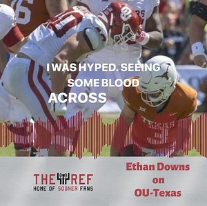 Ethan Downs was asked on The Plank Show what he said to Quinn Ewers after he sacked him. “In the moment I was screaming. I was hyped. Seeing some blood across my eyes.” Crimson and Cream Collective | The REF Sports Radio Network