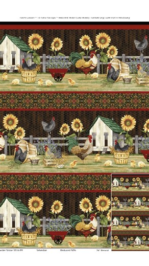 Chicken Shack is a little barnyard fun without all the chores. Baby chicks stroll out in the barnyard near blooming sunflowers along a rustic fence. Hens and roosters nearby find baskets to sit in and strut around showing off their beautiful feathers. This collection includes a large array of coordinates from a rustic chicken wire print to stylized geometric designs. You will feel nostalgic for this country-feeling collection featuring old pickup trucks, chicken coops and more. On the Henry Glas