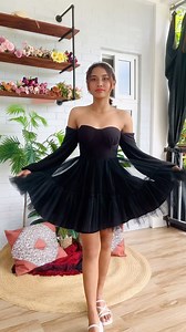Bold, beautiful, and ready to turn heads 🖤 This black mini dress with a voluminous tulle skirt and sleek off-shoulder silk sleeves is the perfect mix of edgy and elegant. #BoldInBlack #TulleDreams #EffortlessGlam ITEM: BUSTIER MINI DRESS PRICE: 986 only Shopee Link: shopee.ph/lovehumblyshop | Love Humbly Shop