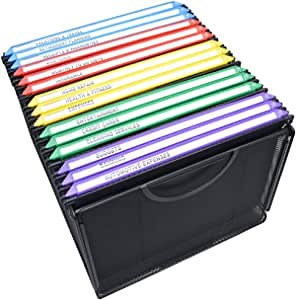 Amazon.com: Ultimate Office Portable File Box Desktop Organizer Heavy-Duty Wire Mesh Steel-Reinforced Handles comes Complete with 4 Removable Dividers and 5 Black MagniFIles with Colored Indexes : Office Products