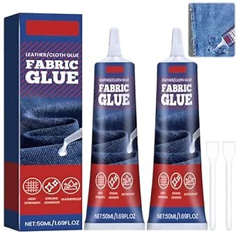 2PCS Cloth Glue Fabric Glue, Fabric Glue for Clothing, 50ml Permanent Washable Fabric Clear Glue for Clothing Patches Tear Mender for All Fabrics Clothes Leather Cotton Flannel Denim Polyester