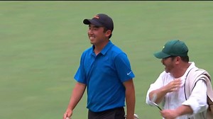 U.S. Amateur runner-up Doug Ghim records his third eagle of the Tournament on No. 13 during the third round. | Masters Tournament