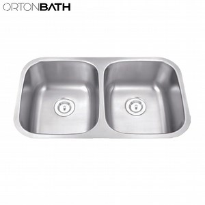 [Hot Item] Ortonbath 31X18inch Classical Double Bowl Undermount Dual Bowl Pressed 304 Stainless Steel Inset Kitchen Sink