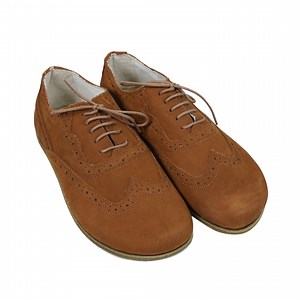 Handmade Barefoot Oxford Shoes: Nubuck Tan Leather Lace-up - Etsy UK