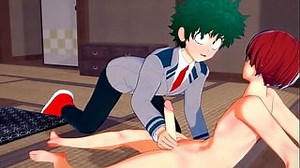 My Hero Academia Yaoi – Deku X Shouto Handjob And Blowjob – Sissy Crossdress Japanese Asian Manga Anime Game Porn Gay