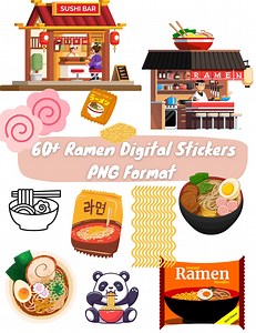 Ramen Digital Stickers | Cute Kawaii Instant Download Pngs for Notion, Goodnotes, Ipad, Digital Planners and Journals - Etsy