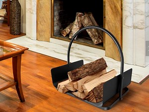 WARRANWOOD Indoor Log Rack with Carrier / Wood Holder FIREWOOD STORAGE - Ultra Lightweight - Products & Store Wood Stoves Fireplace Accessories WOODFIRESTOVE