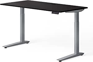 Fully Jarvis Standing Desk 42" x 24" Black Laminate Top - Electric Adjustable Desk Height from 30" to 49" with Memory Preset Controller (Rectangle, Silver Frame)