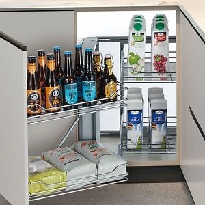 [Hot Item] Magic Corner Pull out Storage Rack Wire Chrome Kitchen Basket