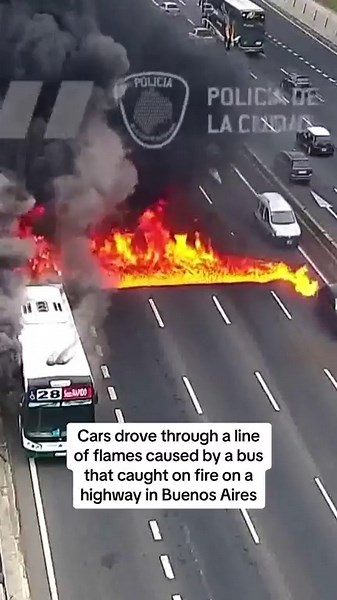 262K views · 280 reactions | Fire engulfed a bus on a highway in Argentina The fire, captured by Buenos Aires police security cameras, was reportedly caused by an electrical mechanical problem. The local fire service extinguished the blaze and there were no reported injuries.  Click the link in bio to see more #fire #blaze #argentina | Sky News | Facebook