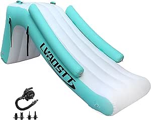 Amazon.com: LVAOSTT Pontoon Waterfall Slide, Inflatable Water Slide, Slide Island Inflatable Boat Slide for Adults and Kids : Toys & Games
