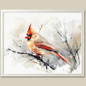 Female Cardinal Watercolor Painting: Winter Bird Art Print - Etsy