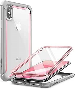 iPhone Xs Max Case, i-Blason [Ares] Full-body Rugged Clear Bumper Case with Built-in Screen Protector for iPhone Xs Max Case 6.5 Inch, Pink