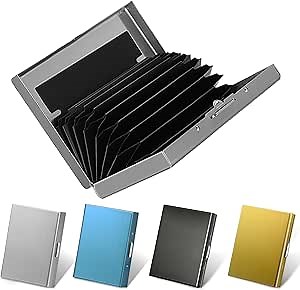 RFID Credit Card Holder, Metal Credit Card Wallet, Blocking Credit Card Protector with 10 Slots, Security Wallet for Men and Women (Silver)