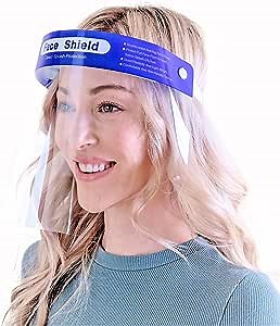 【10 pack】Simsii Face Shields, Reusable Clear Double side Anti Fog,0.25mm Plastic, General Use Visor Mask, Splashproof Windproof Dustproof, Protect Eyes and Faces for Adults and Kits