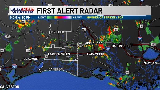As of 5:50 PM, we're tracking a few showers and storms across the area late this afternoon north of I-10. There is a greater cluster of storms near Opelousas which may try to move into Allen and Vernon Parishes early this evening. So keep an eye to the sky if you'll be outdoors through the early evening. | KPLC 7 Weather