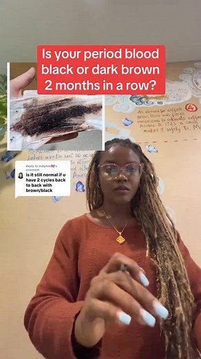 If your period blood is black or brown you need to read this. Brown or black period blood? That’s just old blood leaving the body. Totally normal ⚠️ But if it comes with pain, big clots, or weird smells Get it checked out. Don’t ignore your body. | Monique Brown