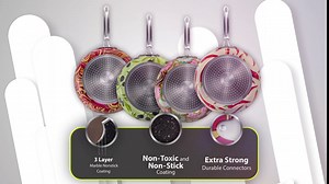 Decorative Non Stick Frying Pans Wok - Deep Skillets Induction Ready Hard Anodized Granite Marble Stone Coating Pan 9.5 inch for Cooking ,Baking on Stove or Oven with Stainless Steel Ergonomic Handle