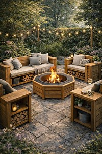 Modular Fire Pit Seating Plans – DIY Outdoor Wooden Patio Chairs & Side Tables Blueprint PDF - Etsy Australia