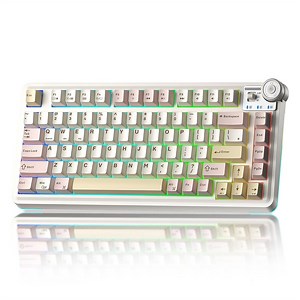 Aula AU75 Wireless Mechanical Keyboard, Hot Swap Gasket Gaming Keyboard with Knob, 4000mAh, 75% Five-Layer Padding PBT Keycaps, Pink