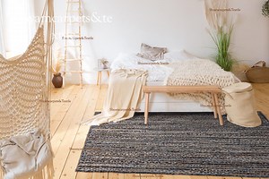 Denim Rug, Jute Chindi Rug, Eco Friendly Home Decor Carpet, Custom Size - Etsy UK