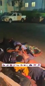 Displaced residents of Commonwealth Hall sleeping in front of the hall. #LuvUpdates #luvfm | Luv 99.5 FM