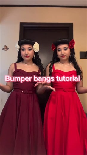 Annabelles Wigs on Instagram: "Bumper Bangs 101 Via: @the_glamorous_spooky_twins wearing bumper bangs in black 1b #annabelleswigs #aw_lena #aw_bumperbangs #bumperbangs #pinup #pinupstyle #pinuphair #vintage #vintagestyle"