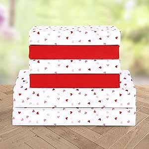 Elegant Comfort Luxury Soft Bed Sheets Heart Pattern - 1500 Premium Hotel Quality Microfiber Softness Wrinkle and Fade Resistant (6-Piece) Bedding Set, King, Valentina