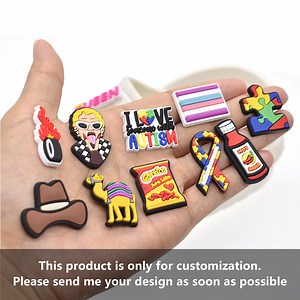 [Hot Item] 2024 PVC Shoes Decorations Decor Accessories Women Custom Logo Wholesale Designer Charm Black Clogs Shoe Croc Charms