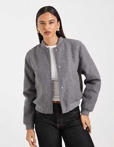Vero Moda - Bomber oversize en feutre - Gris chiné | ASOS