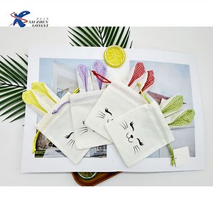 [Hot Item] Wedding Drawstring Favors Treat Pouches Candy Gift Plush Velvet Easter Bags with Bunny Ears