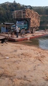 Overload wood truck Crossing river with homemade fairy boat | Amazing Machine