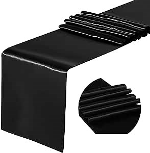 10 pcs Satin Table Runner 12" x 108" Wedding party Decoration 30x275cm (Black)