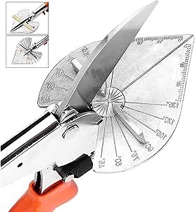 Multi Angle Miter Shear Cutter | Hand Shear Multipurpose Tool | | 45 to 135 Degrees Miter Scissor | Stainless Steel with Rubber Handle & Safety Lock