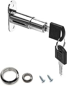MroMax Cabinet Push Plunger Lock, 3/4inch Cylinder Diameter 1-1/4inch Cylinder Length, Keyed Different, Zinc Alloy Chrome Finish Lock for Sliding Door, Display Cases and File Cabinet