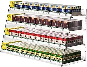 Acrylic Trapezoid Cigarette Display Case, Automatic Pusher Cigarettes Rack, Wall/Countertop Cigarettes Display Rack, for Retail Store Shop Dealers Checkout Counter ( Color : Clear , Size : 68x29x30cm