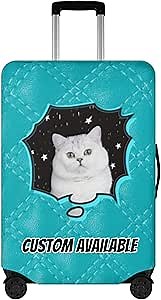 POPCUSTOMS Custom Luggage Cover, Creative Design Personalized Travel Suitcase Cover for 18-32 Inch, Washable Baggage Cover, Add Your Photo Text, Gift for Family or Friend