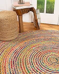 Natural Area Rugs 100% Natural Fiber Handmade Rialto, Multi Cotton/Jute Rug, 8' Round
