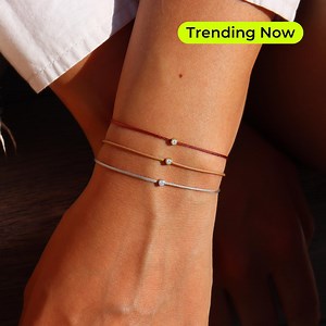 14k Genuine Diamond Friendship Bracelet, Natural White Diamond, Silk Cord Bracelet, Thread Bracelet, Lucky Diamond Bracelet, Gift for Her - Etsy